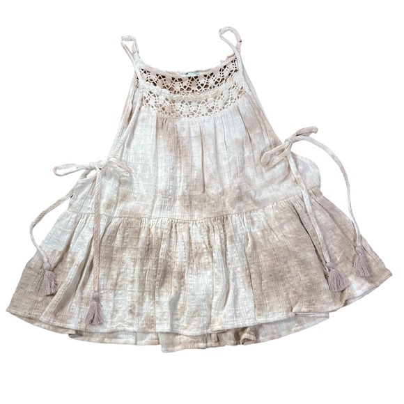 Boho Tie Dye Oversized Tank Top Ties & Tassels Aerie Size Small Crochet Neckline - Picture 15 of 15